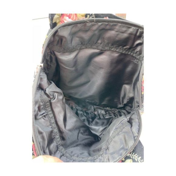 90s Grunge Floral Hobo Bag Canvas Lined Pockets - Picture 5 of 5